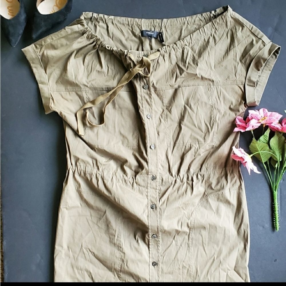 Theory Army Green Shift Dress